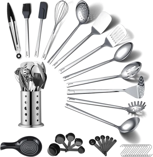 Set Utensili Da Cucina 38 Pezzi In Acciaio Inox Con Portautensili - Lavabile In Lavastoviglie - Foto 6