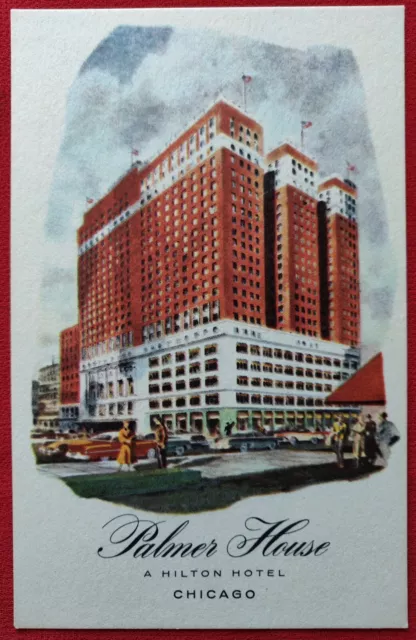 Vintage Postcard Artists View of Palmer House-Hilton Hotel-Chicago IL-Pristine