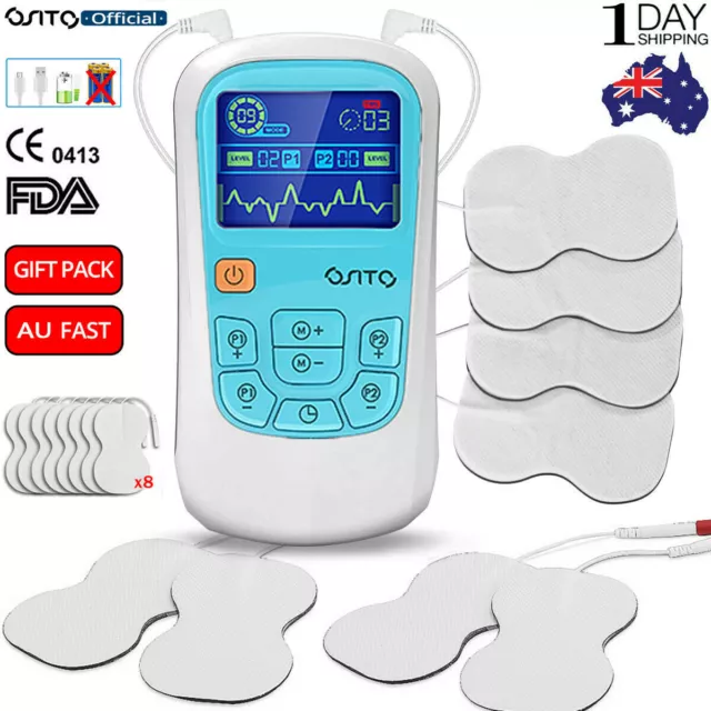 OSITO Dual Channel TENS EMS Combo Machine Pain Relief Massager With 8 pcs Pads