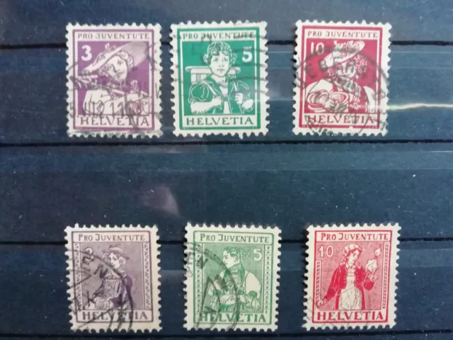 Schweiz Pro Juventute 1916 und 1917, Mi.-Nr. 130-136 gestempelt