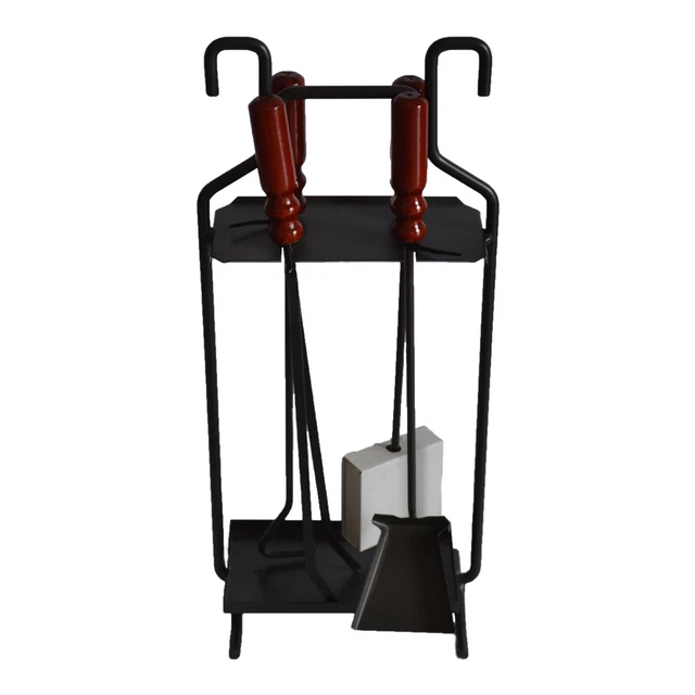 Set Equipo Chimenea Hierro Forjado Totem Compuesto da4utensili Con Mango Madera