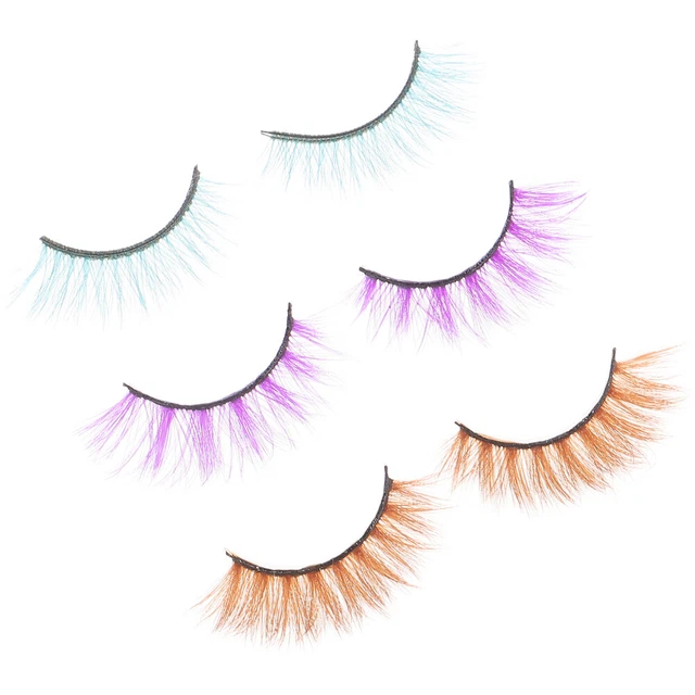 3 pares de plumas pestañas postizas extensión 3D color falso