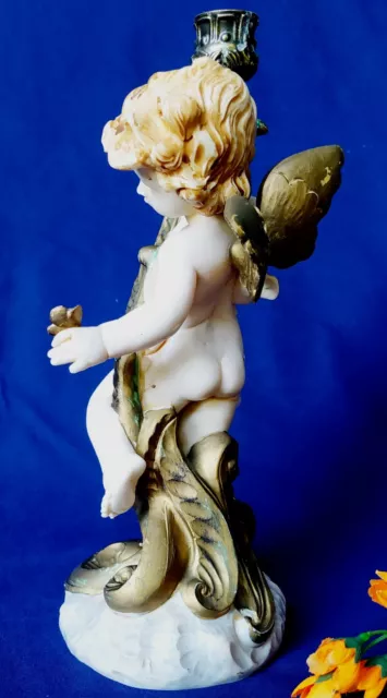 alter Putto mit Leuchter Engelsfigur Weihnachten Kerzenständer Kerzenleuchter 3