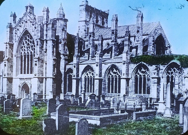 Melrose Abbey Ruins, Scotland, c1900 Magic Lantern Glass Slide