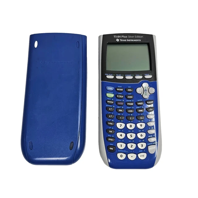 TI-84 Plus Silver Edition Graphing Calculator Color Blue With Cover - Tested TI-84 Plus Silver Edition Graphing Calculator Color Blue With Cover - Tested