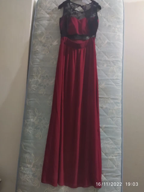 Idea Regalo Bellissimo Abito Elegante Da Cerimonia Bordeaux Donna Ragazza Festa