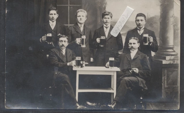 Männer  Weihnachtsfeier geschrieben in  Głubczyn ( Steinau  )Fotokarte gst.1913