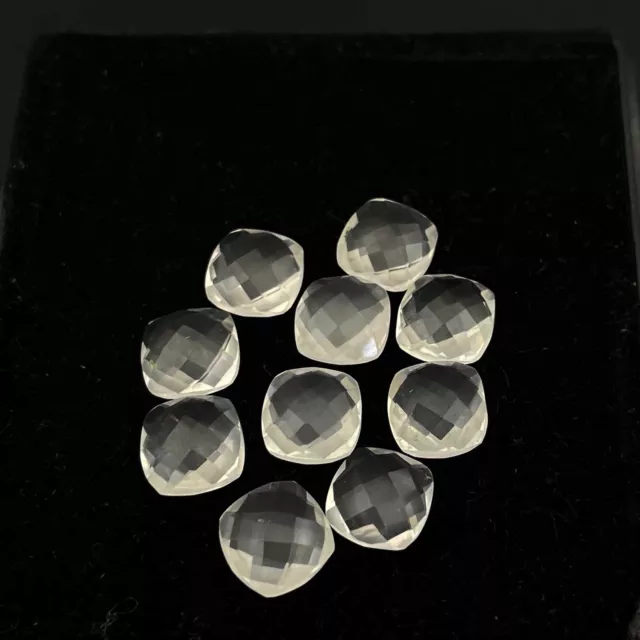 Naturel Cristal Quartz Coussin Briolette Coupe Desseré Pierre Lot 10 Pcs 8 MM 18 3