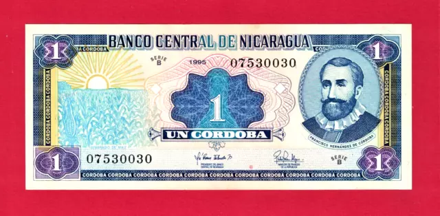 RARE 1 UN CORDOBA 1995 / (1992-1996) NICARAGUA UNC BANKNOTE (Pick-179) Series B