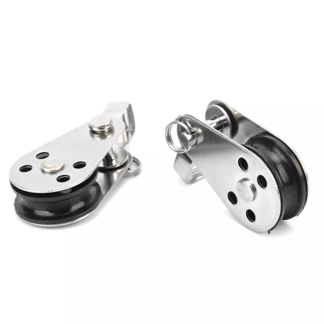 2pcs Stainless Steel Pulleys Small Lifting Pulley For Boat Sailing Kayaking❤