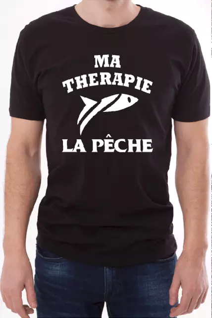 T-shirt homme loisirs. Ma thérapie la pêche.