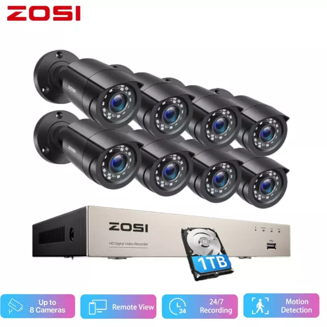 ZOSI 8CH 5MP Lite DVR 2MP Überwachungskamera Set Außen H265+ CCTV Kabel Cam HDD