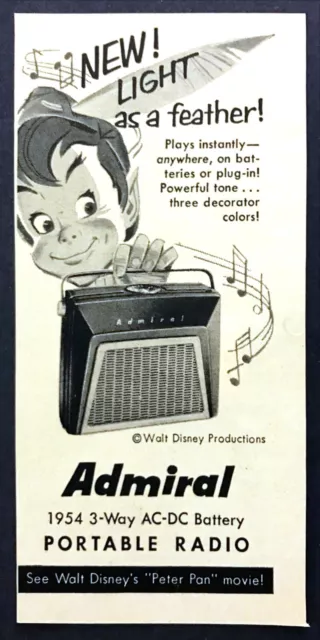 1954 Walt Disney Peter Pan art Admiral Portable Radio photo vintage print ad