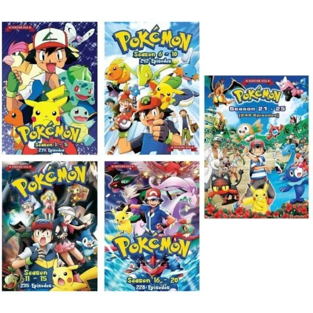 DVD Pokémon Serie de TV completa Temporada 1-25 (1223 Episodios) Audio en...