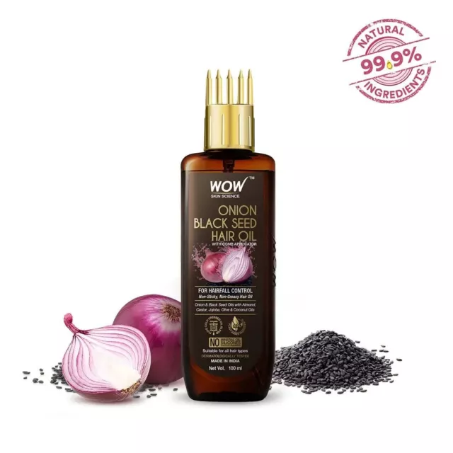 WOW Skin Science Onion Black Seed Hair Oil avec applicateur de peigne -100 ML