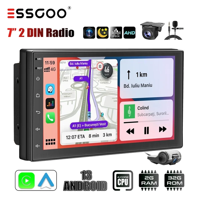 7& ANDROID 13 Auto Carplay Stereo GPS NAV Radio Double DIN 2+32G DVR ...