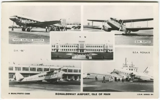 RONALDSWAY AIRPORT, MANX AIRLINES - Isle of Man Aviation  Postcard