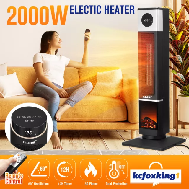 Portable Maxkon Electric Space Heater Tower Indoor Fireplace Energy Efficient
