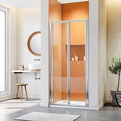 ELEGANT Bifold Shower Door Enclosure Glass Reversible Design 700mm Bi-fold Showe