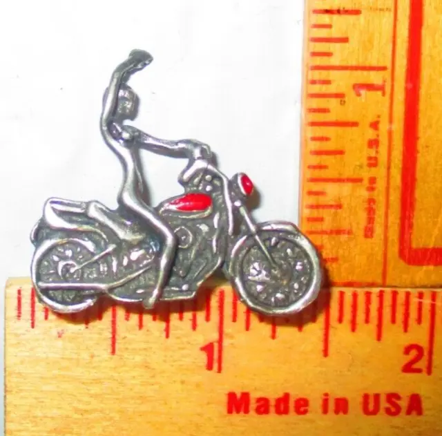 naked girl on motorcycle pin vintage collectible old biker pinback memorabilia