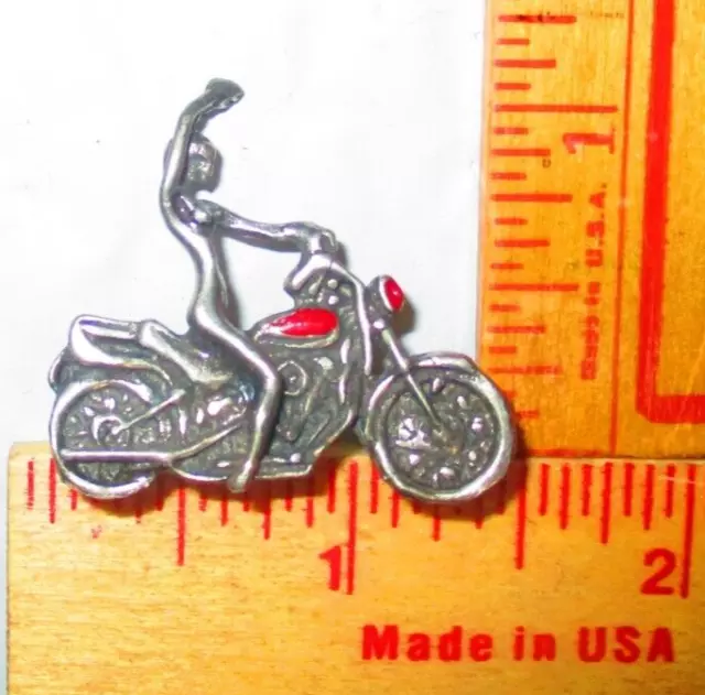naked girl on motorcycle pin vintage collectible old biker pinback memorabilia