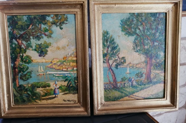Tableau Ancien Signé à Identifier - Peinture à L'huile Paysage Animé XIXe Siècle - Sur Toile (HST)
