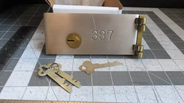 Antique L.L. Bates 1886 Safety Deposit Box Door, Hinges, 2 Op & 1 Guard Key #387