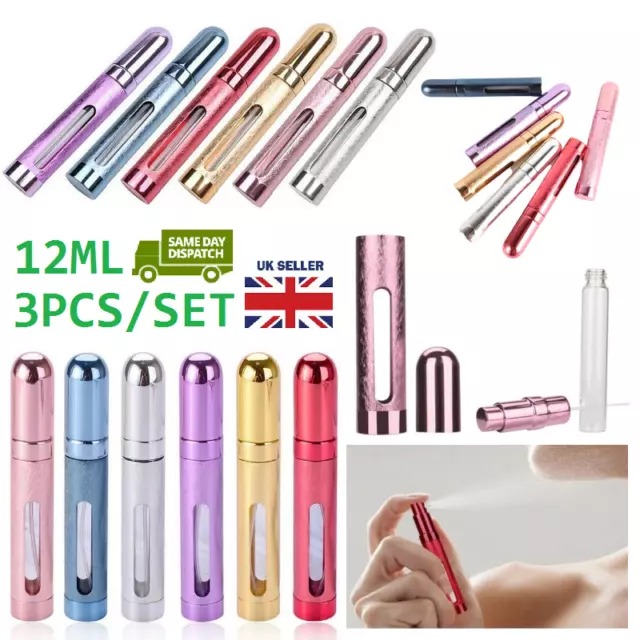 3Pcs Refillable Perfume Atomiser Spray Pump Portable Bottles Ideal for Travel UK