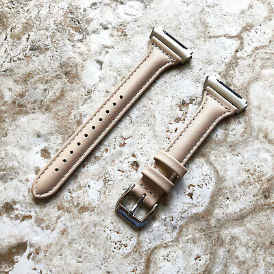 Fitbit Beige Lisse Slim de Luxe Cuir Souple Bracelet pour Fitbit Versa 3 Et Sens 
