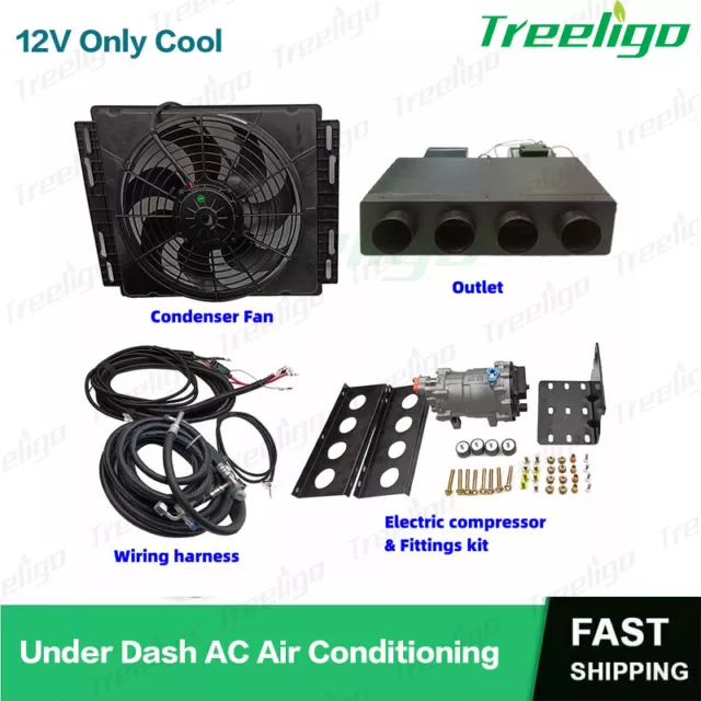 AC Kit Universal Evaporator Underdash Electric Compressor 12V Only Cooling