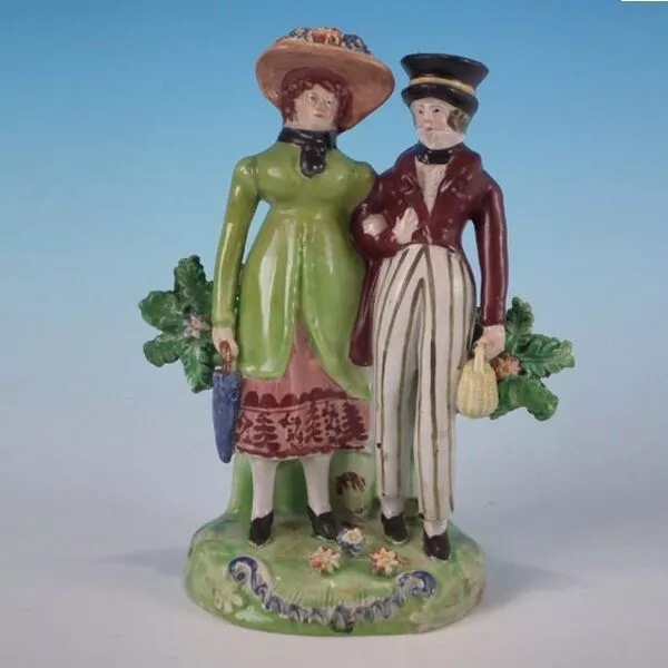 Staffordshire Pearlware bocage 'Dandies' figure group