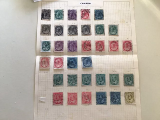 Canada Victoria and Edward used stamps on folded album page   A10192