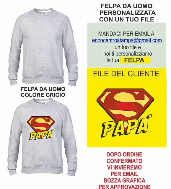Felpa Grigia  Da Uomo Fashion Girocollo Con Stampa Personalizzata