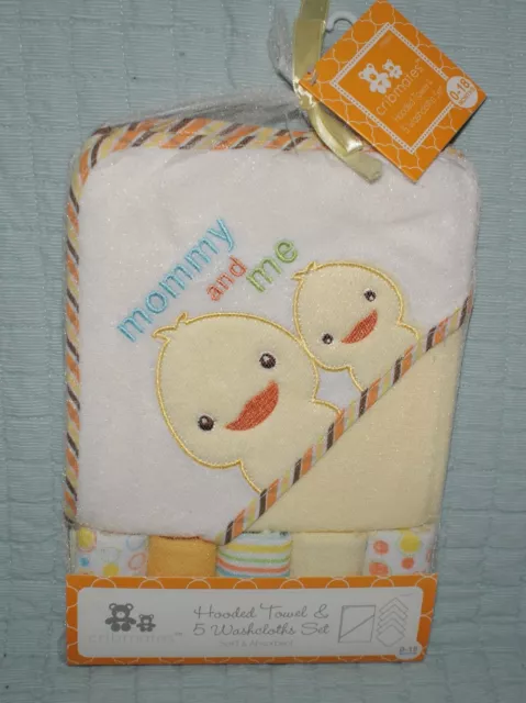 Mommy and Me Ducky Crib Mates Hooded Towel & 5 Washcloths Set NEW Fast Shipping