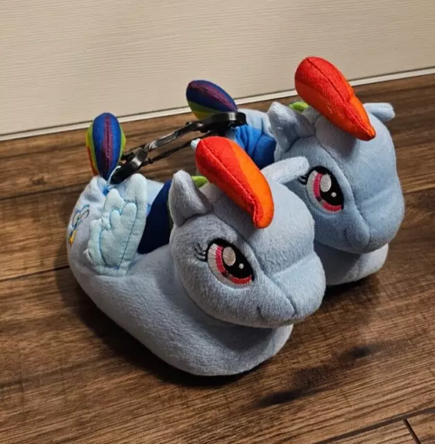 Pantofole morbide peluche My Little Pony Rainbow Dash 3D per bambini taglia 9/10