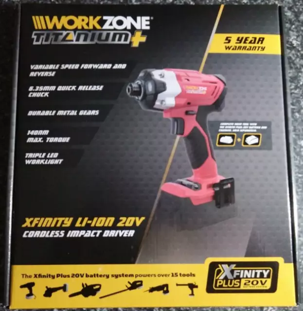 Workzone 20V Cordless Impact Driver Skin Only Power Tool Drill Hammer Work Home