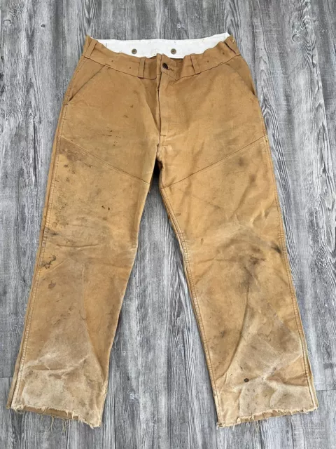 Mens vintage Red Head Bone Dry Canvas Double Knee Hunting Pants Size 38 USA Made