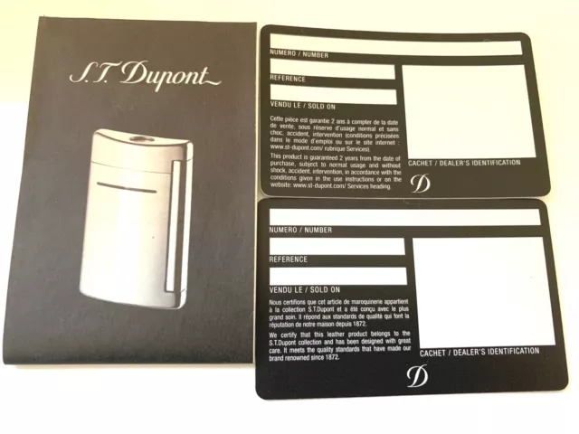 S.T.Dupont Lighter Certificate Of Authenticity Guarantee Card Instruction Manual 2