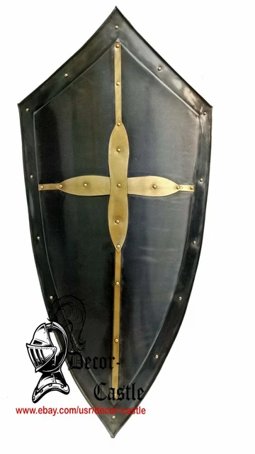 Hand Forged Gothic Layered Steel Cross Shield Medieval Battle Armor Sca/Larp