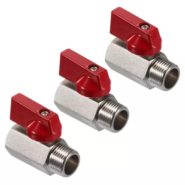 3/8 NPT Ottone Mini Sfera Valvola,3pz NPT Femmina Maschio Valvola,Rosso