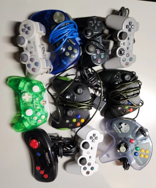 LOT OF 10 Controllers For Parts Xbox PS2 genesis Ps3 PlayStation N64