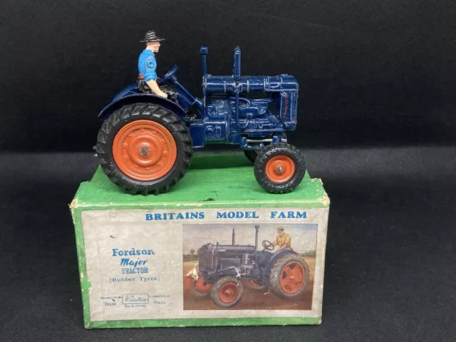 Model Farm Major Tractor Boxed By Britains (Yellow 612) Rubber Tyres