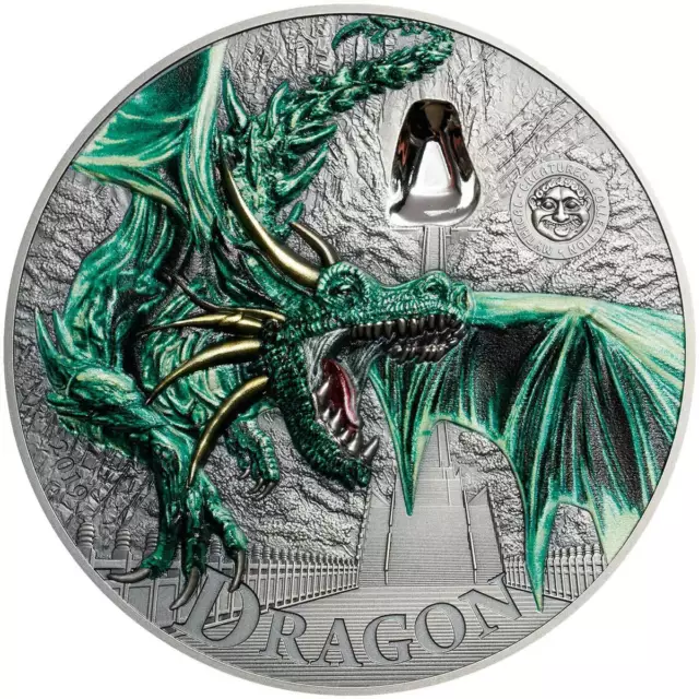 2019 Palau 2 oz Silver Mythical Creatures Collection - Green Dragon B54