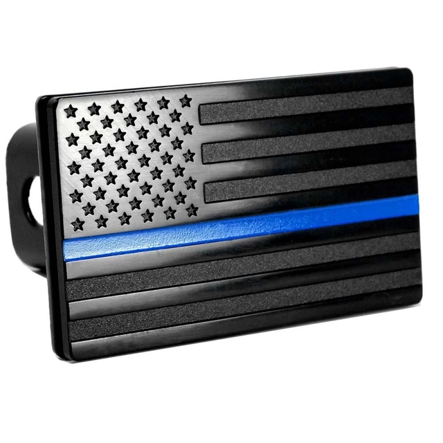 Fit GMC Pickup Tow Hitch Cover Trailer Receiver Blue American Flag Emblem Plug