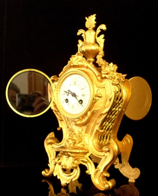 19th CENTURY, FRANCE, BRONZE LARGE CLOCK / CARTEL VIOLIN SHAPE OF LOUIS XV STYLE