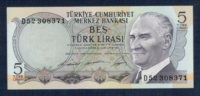 Turkey - 5 Lyre 1968 P.M. N°179 Uncirculated Of Print - Gian 3