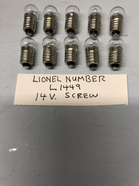 LIONEL #1449C 14V Screw Base Clear Bulb      Pack of 10