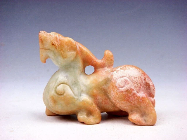 Old Nephrite Jade Stone Carved Sculpture Monster Pi-Xiu Walking #05082202