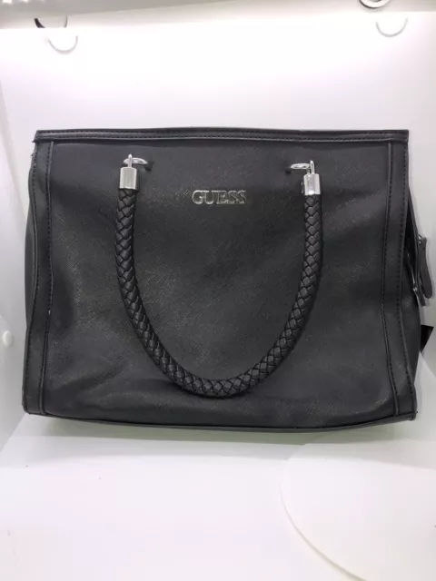 GUESS Black Leather Tote Handbag Purse