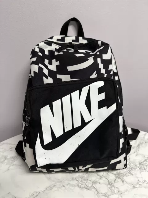 Nike Black & White Swoosh Backpack Rucksack Gym Bag